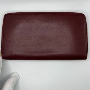 CELINE Wallet Bordeaux Leather Zip Around Long Wallet Made‎ in Italy